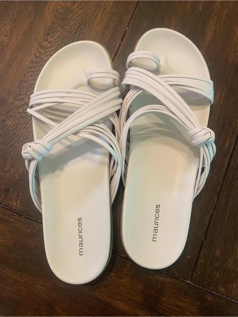 Maurices White Multi-Strap Slide Sandals